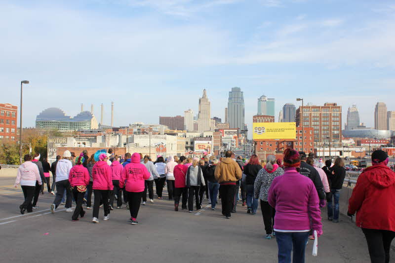 Kansas City skyline during Making Strides Against Breast Cancer Walk