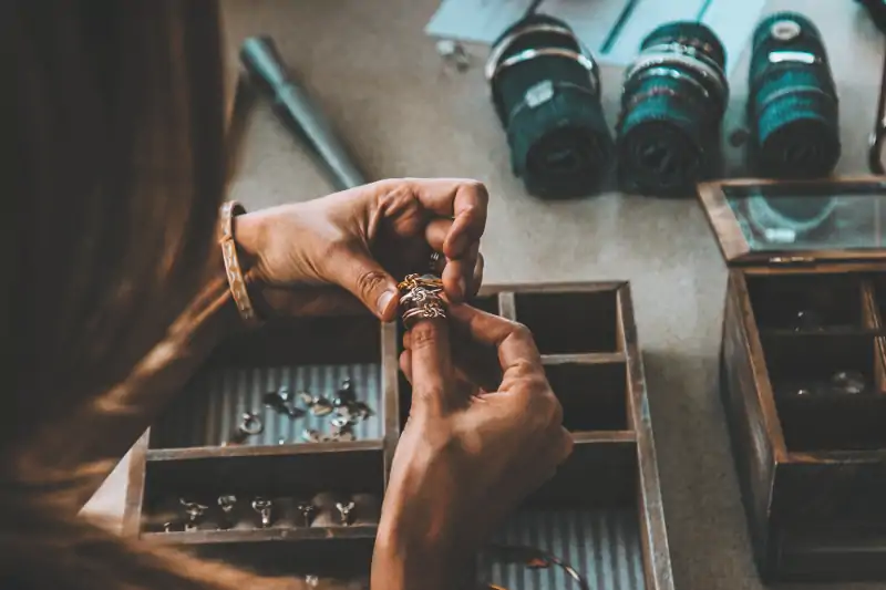 jeweler working on rings