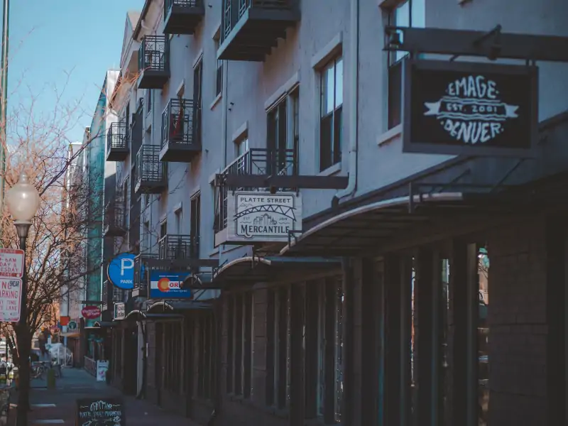 shot of exterior signs of small businesses on colorado street