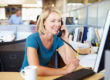 woman on voip phone talking to customer